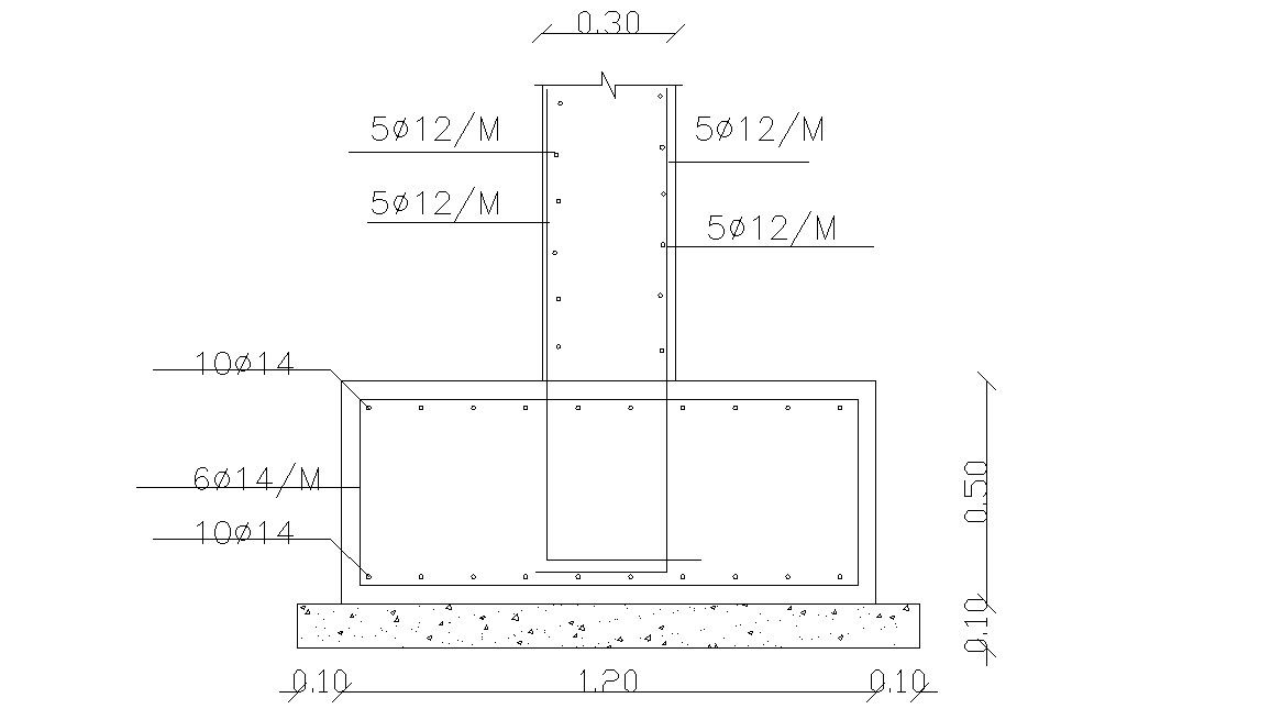 Structural Column Footing Section Design AutoCAD Drawing