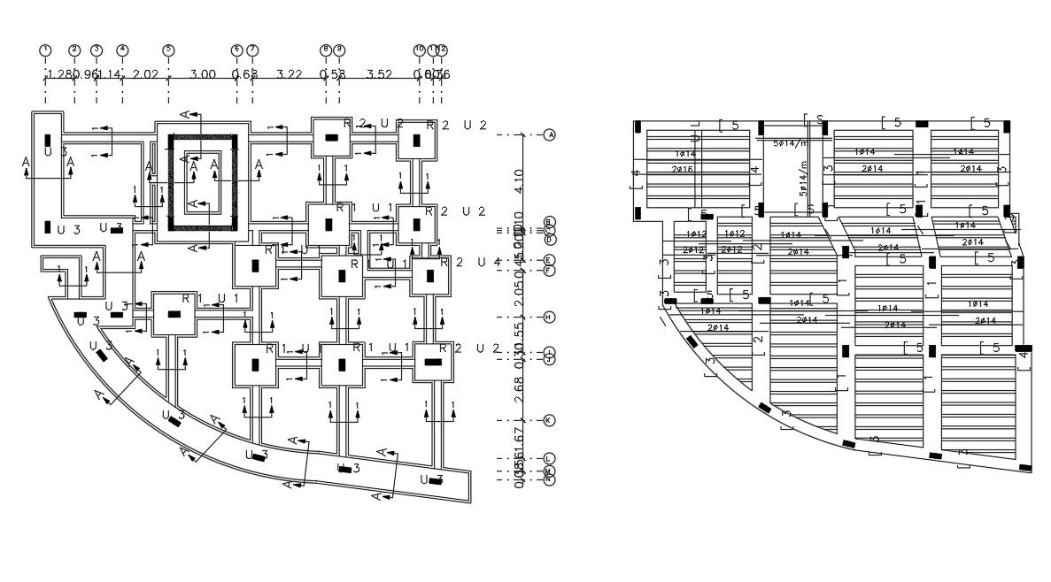 Structural Column Foundation And Centerline Plan AutoCAD File