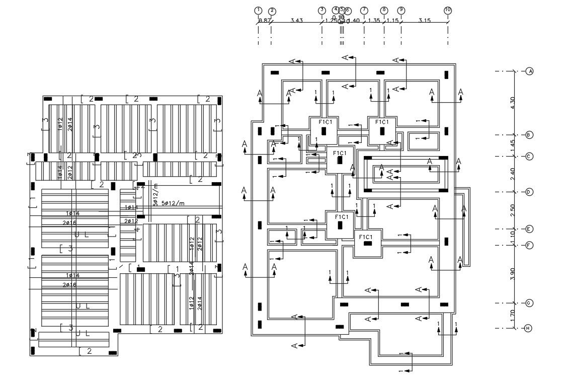 Structural Column Foundation And Slab Design CAD Drawing