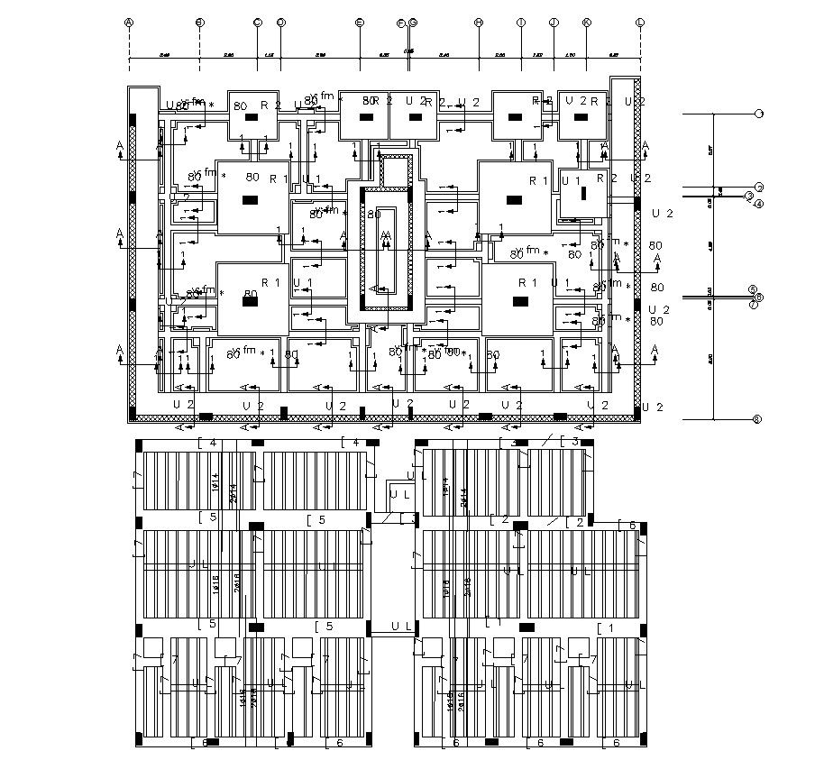 Structural Column Foundation Design With Slab Bars CAD Drawing 