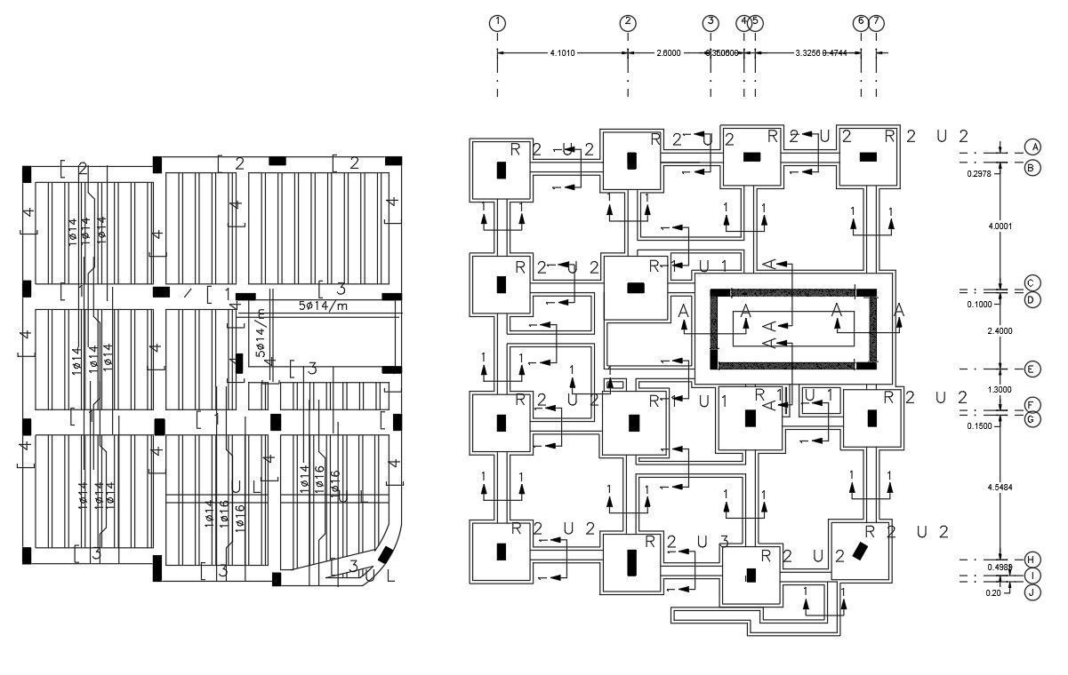 Structural Column Foundation Design With Slab Bars CAD File