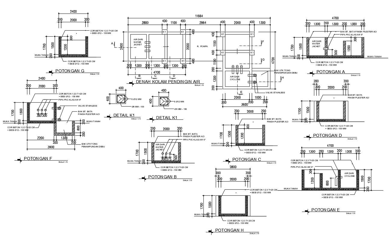 Structural RCC Tank Design With Dimension AutoCAD Drawing