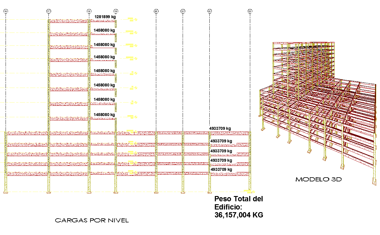Structural analysis of office building 3d model view detail dwg file