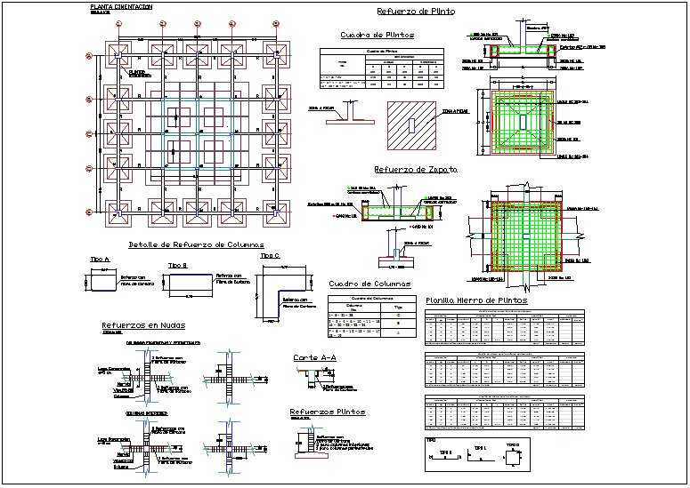 Structural design of column view for building structure dwg file