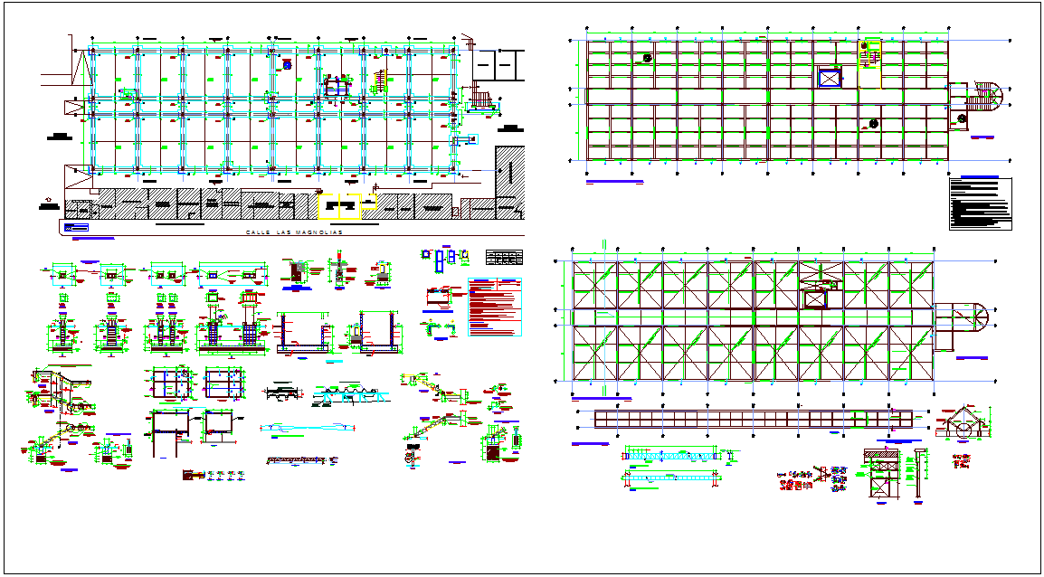 Full Building Structural Layout with Stairs and Columns