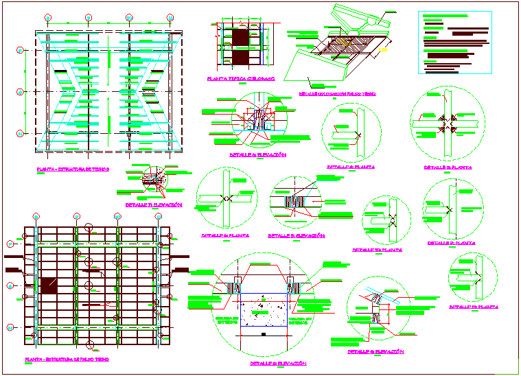Structural design view of roof structural detail view dwg file