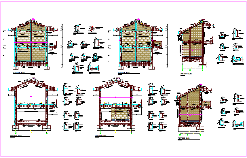 Structural design view of school with column view and detail dwg file