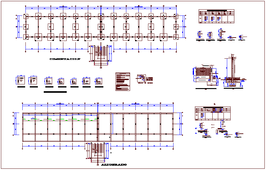 Structural design view with column view for collage dwg file
