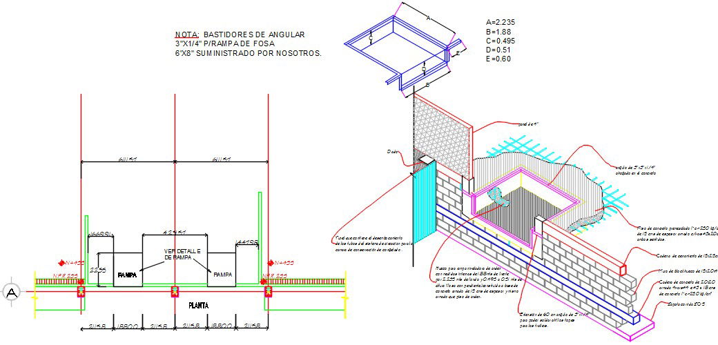 Structural detail isometric view and plan.