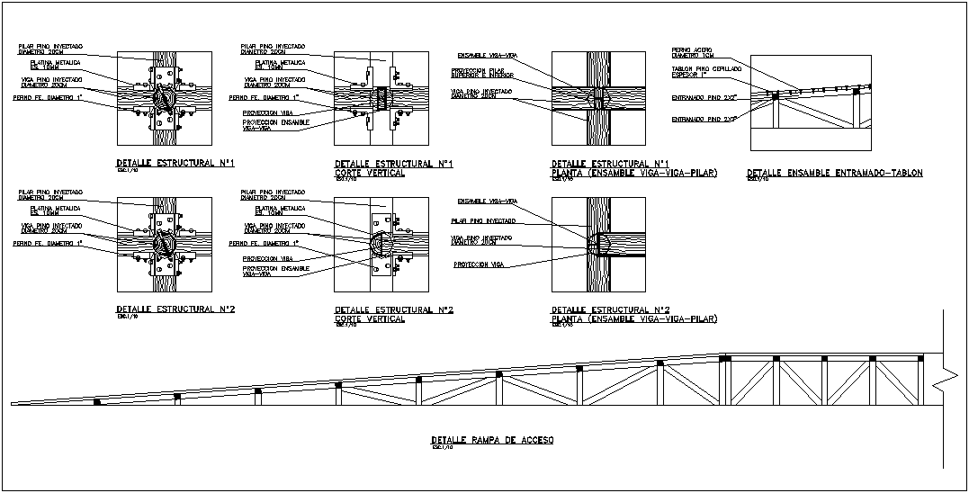 Structural detail of wooden beam and pillar