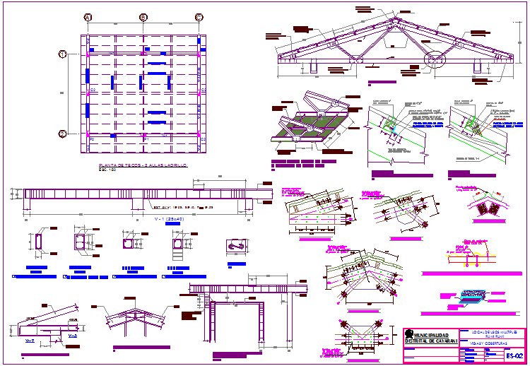 Structural detail view of multiple use area dwg file