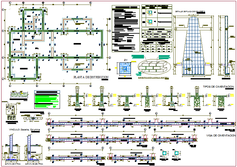 Education Center Structural Plan with Detailed Distribution