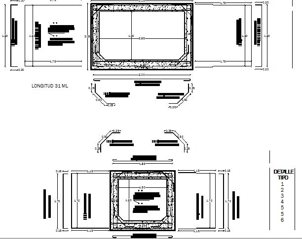 Structural details sections box drainage design of rain water dwg file