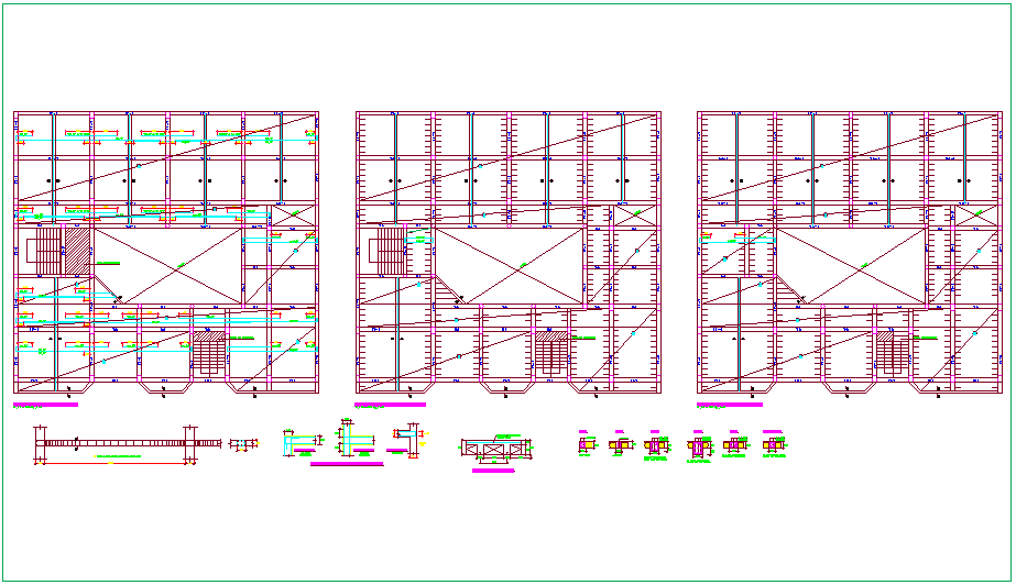 Structural floor plan with detail for Los angles collage dwg file