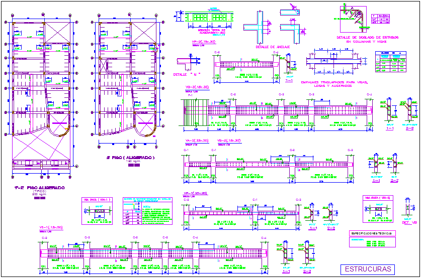 Structural floor plan with detail view dwg file