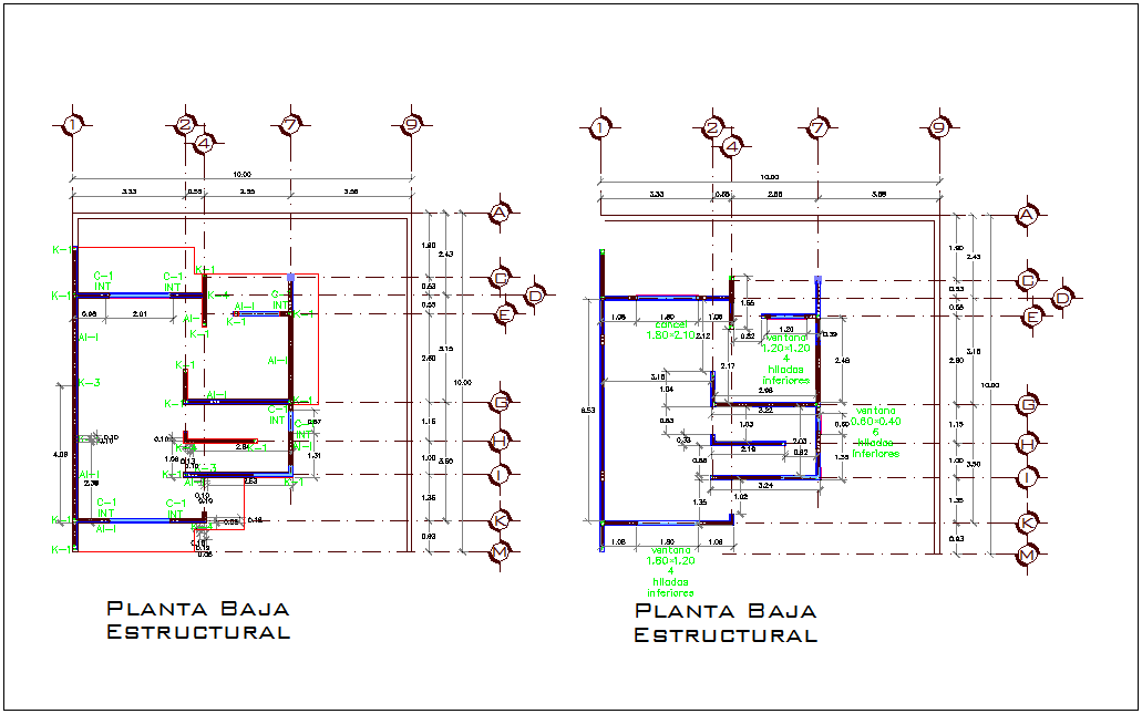 Structural lower level plan wall detail with construction view dwg file