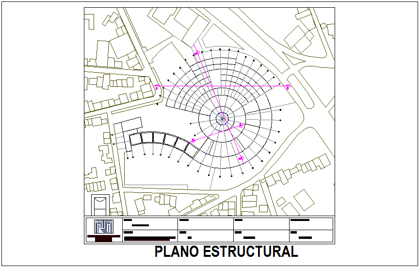 Structural plan of communal market dwg file