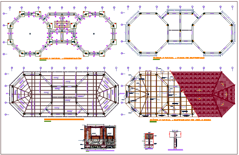 Structural plan view with structural detail dwg file