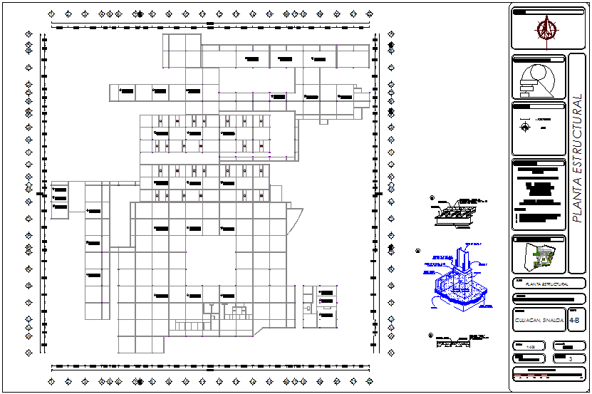 Structural plan with detail of Geriatric hospital dwg file