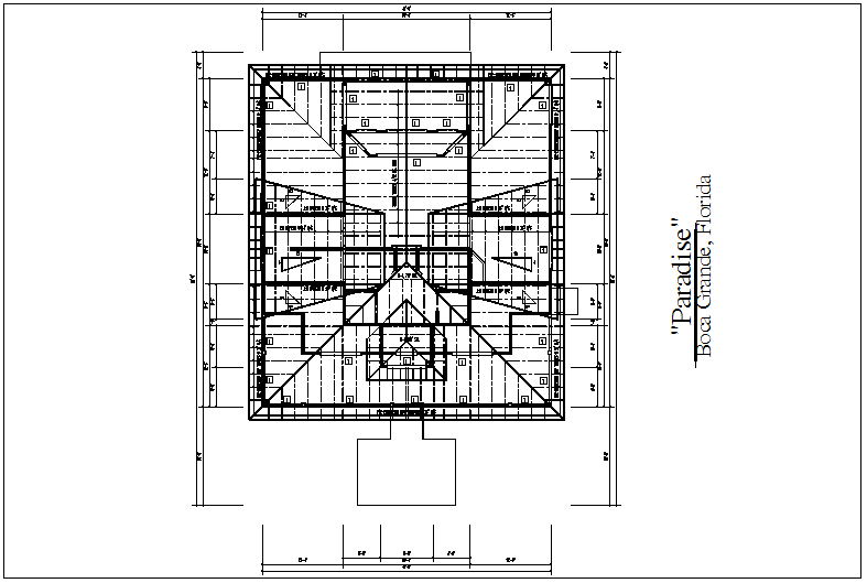 Structural section view of truss plan dwg file