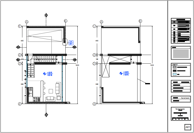 Structural system of ground floor plan of single apartment dwg file