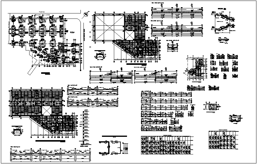 Structural view of building with column view dwg file
