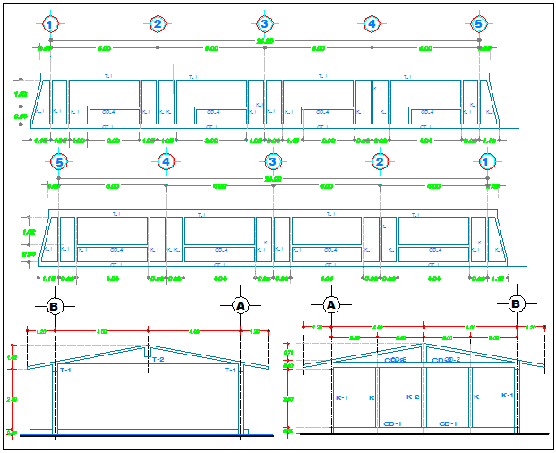 Structural view of classroom dwg file