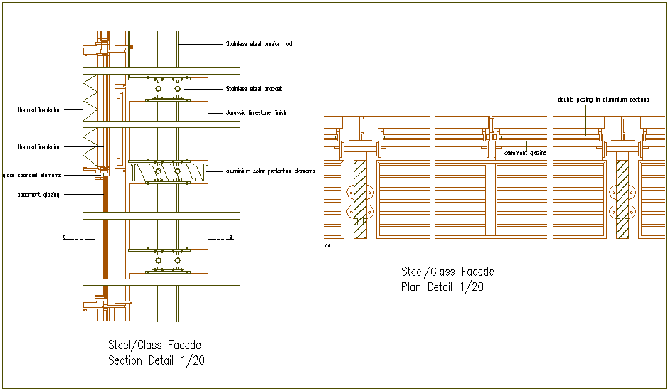 Structural view of glass mounting dwg file
