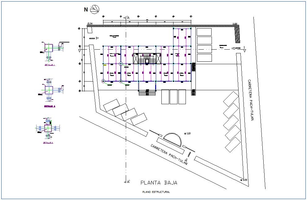 Structural view of low plan for office dwg file