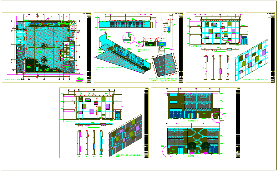 Structural view of platinum plaza with plan and section view dwg file