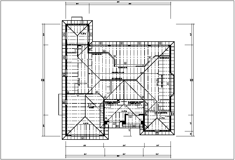 Structural view of roof plan with beam view dwg file