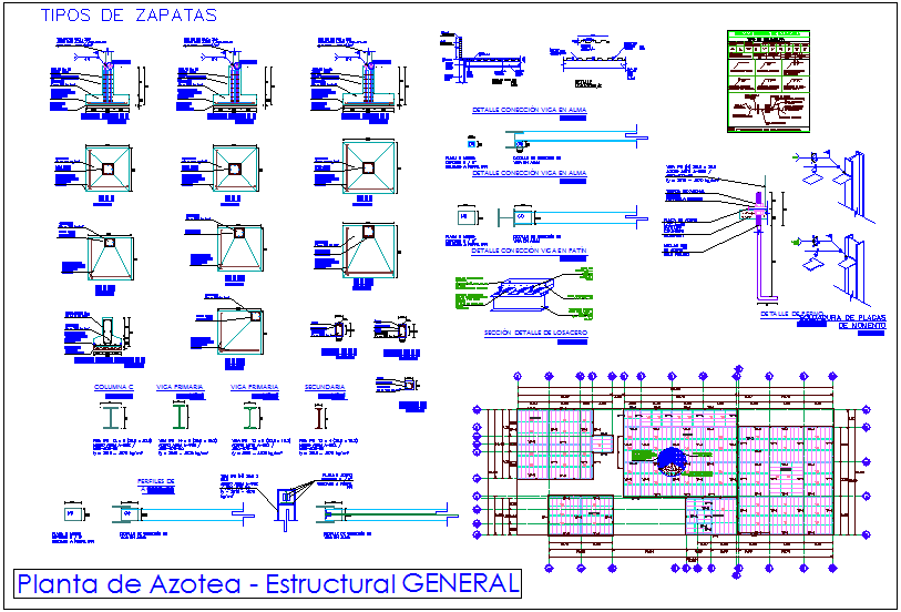 Structural view of roof top plan with structure view of column dwg file