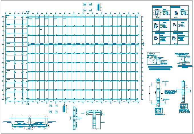 Structural view with column detail of collage food zone dwg file