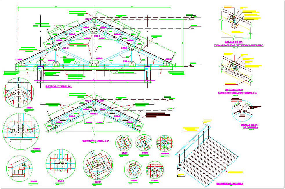 Structural view with detail of lifting tiler dwg file