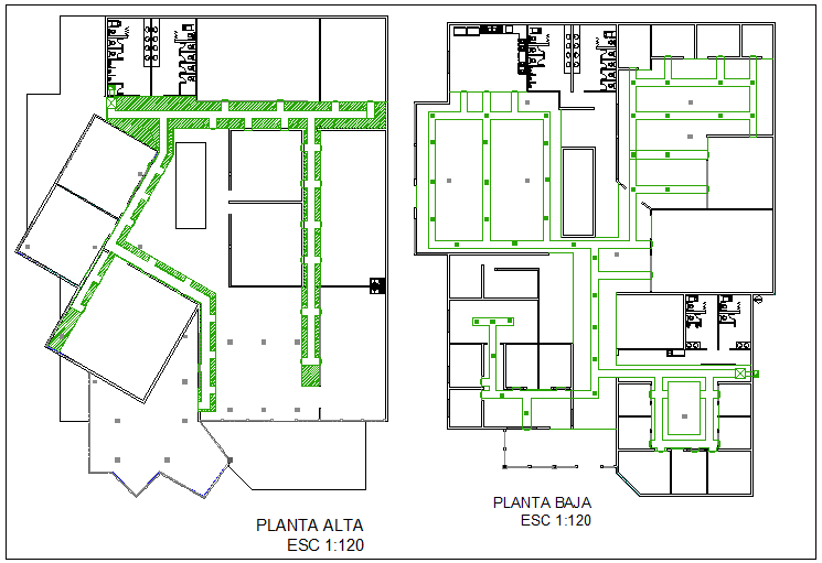 Structural view with floor plan of school dwg file