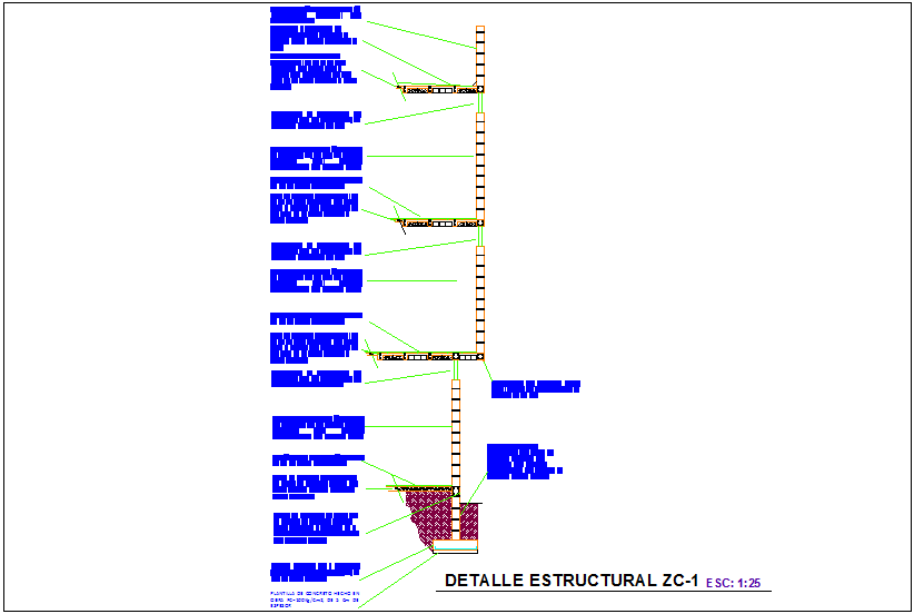 Structural view with footing view dwg file
