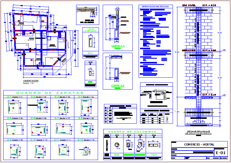Precise Column and Foundation Sectional DWG Drawing
