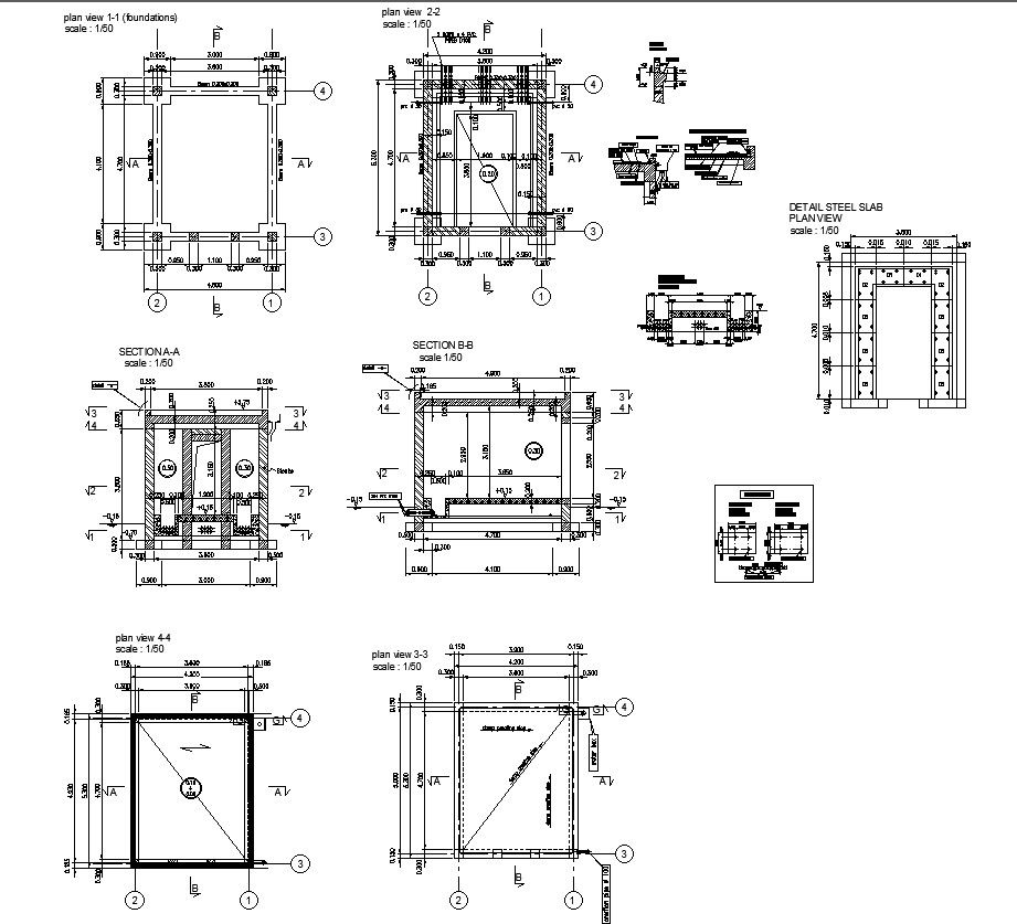 Structural Details CAD Drawing of Building Formwork in DWG File