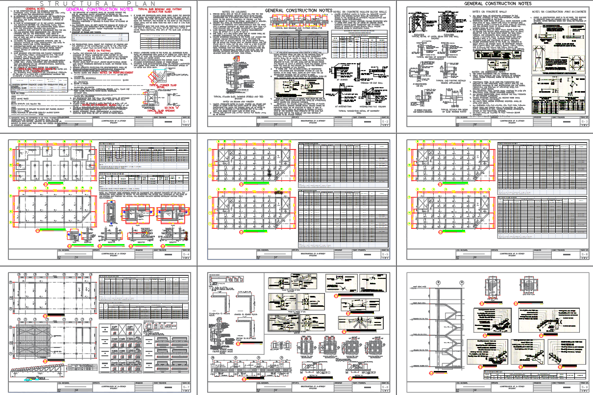 Structural Details for 4-Storey Office Building Drawing In AutoCAD DWG File