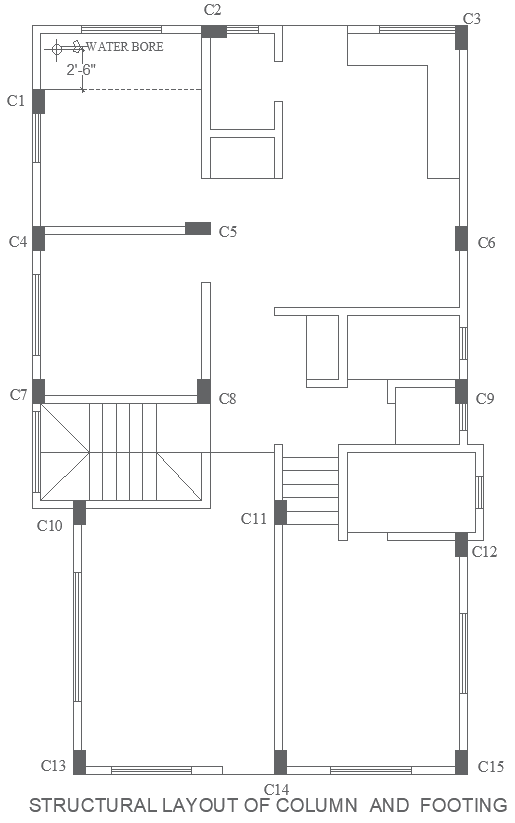 AutoCAD Structural Layout Plan for Columns and Footings