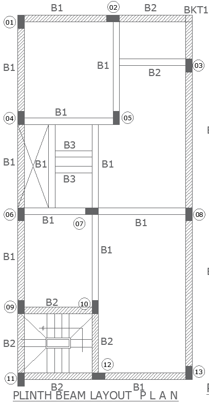 Structural Plinth Beam Layout Plan AUTOCAD DWG File