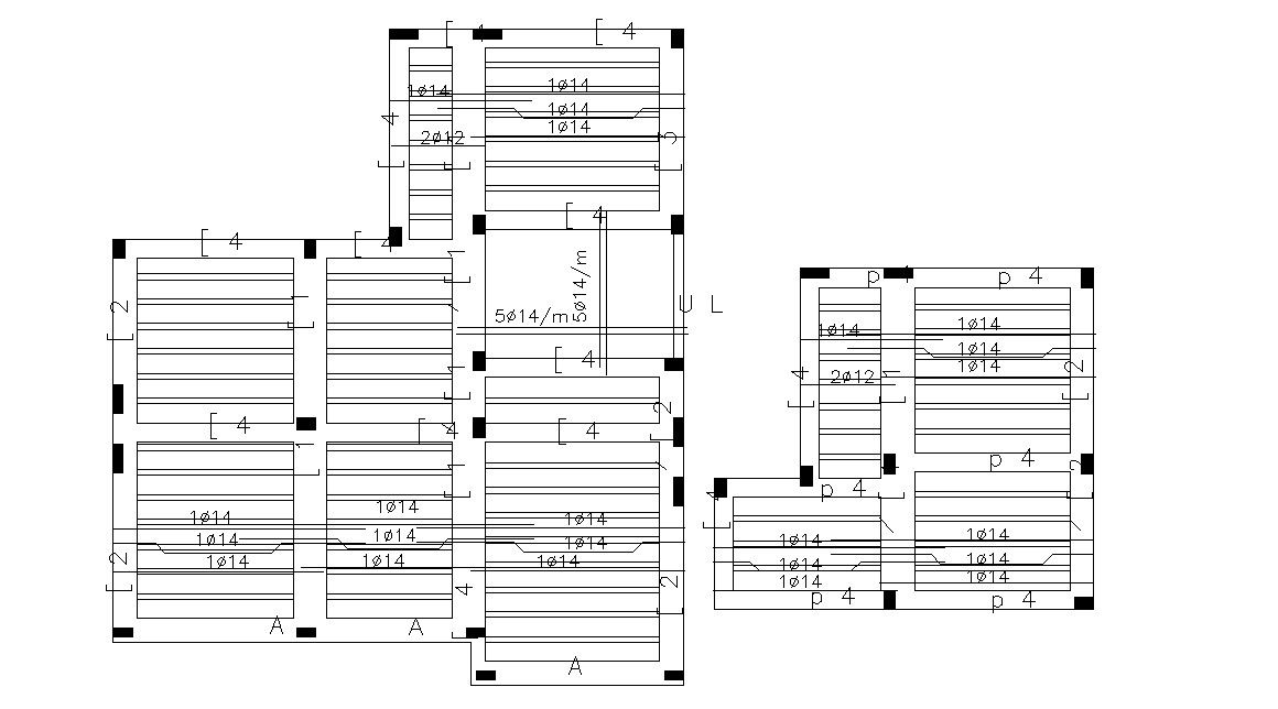 Structural Slab Design With Bars AutoCAD Drawing