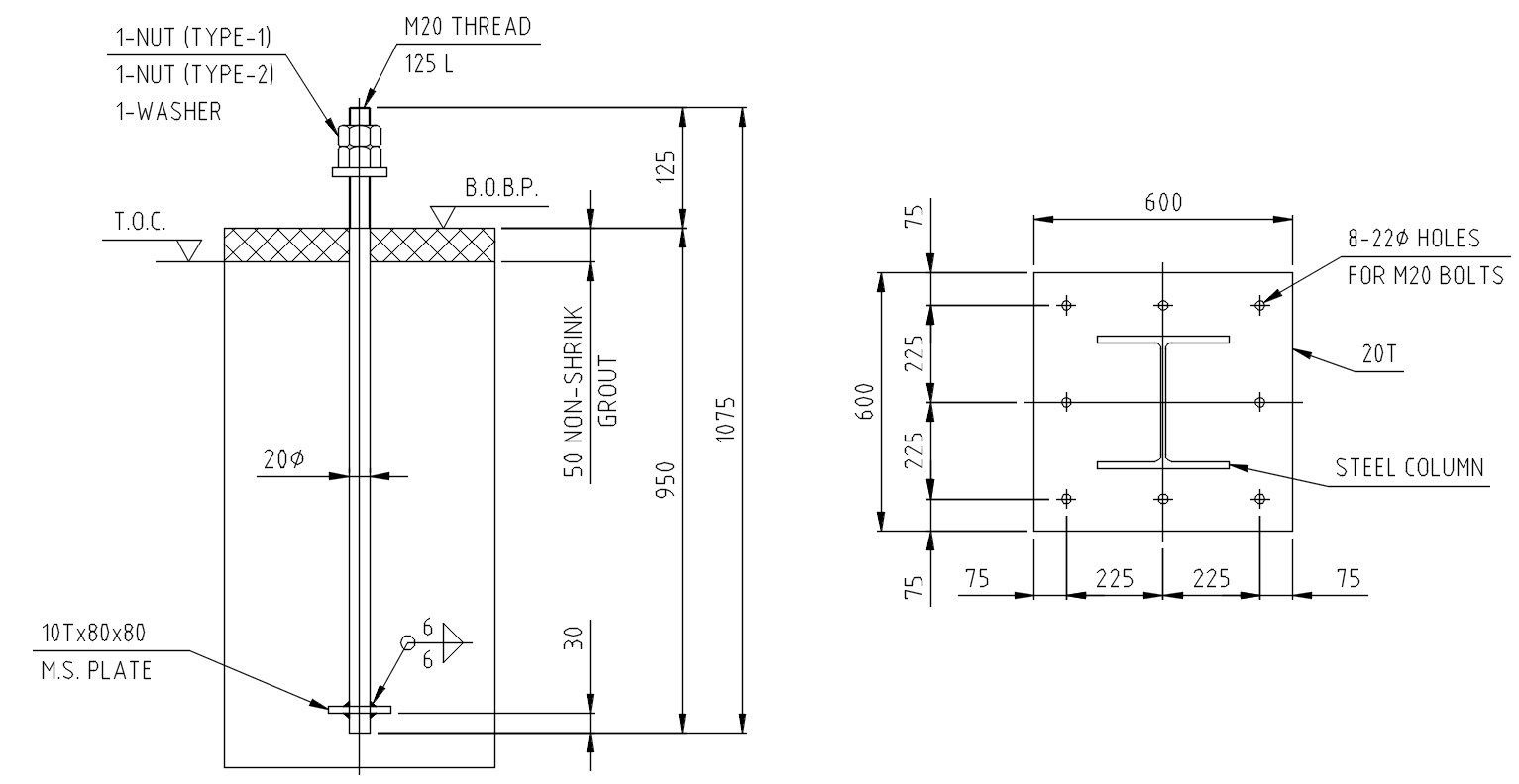 Structural detail design in AutoCAD 2D drawing, CAD file, dwg file