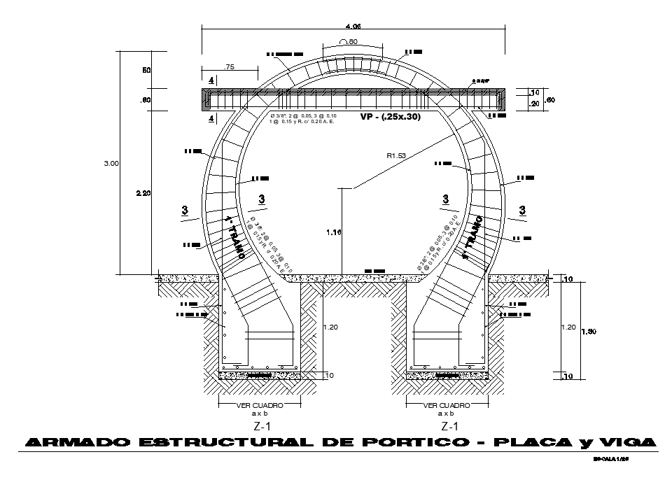 Structural detail of the 40x17m kid’s playschool of the portico is given in this AutoCAD model.Download now.