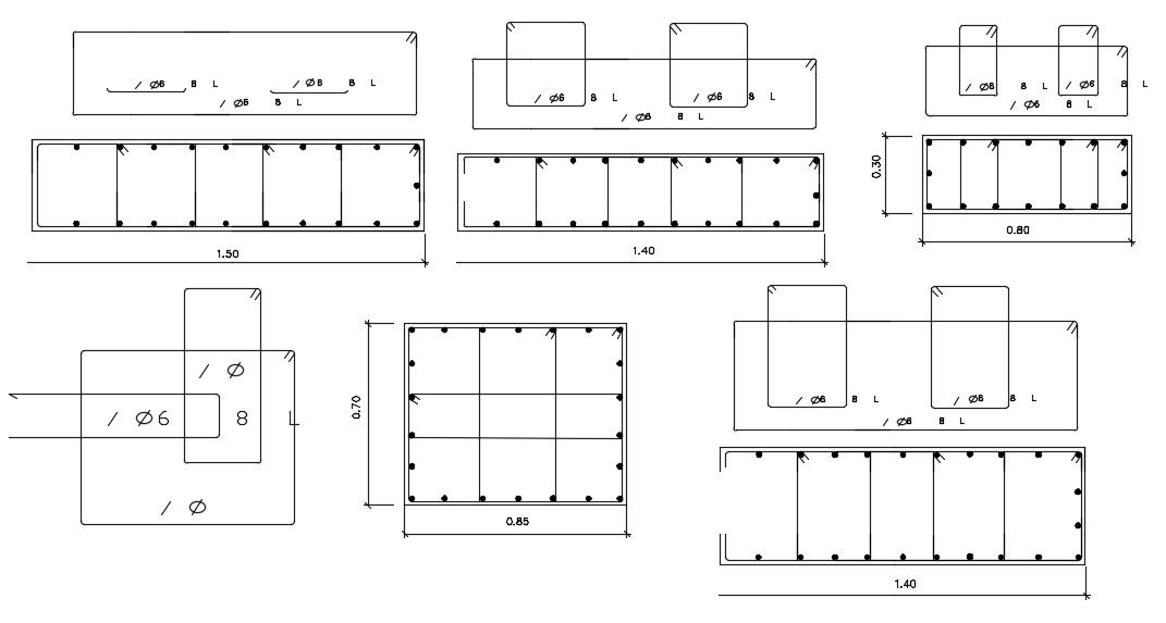 Structure Beam Reinforcement Drawing 2D CAD File