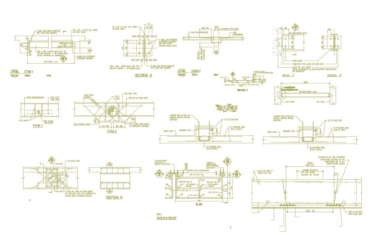 Structure Beam Reinforcement Drawing AutoCAD File
