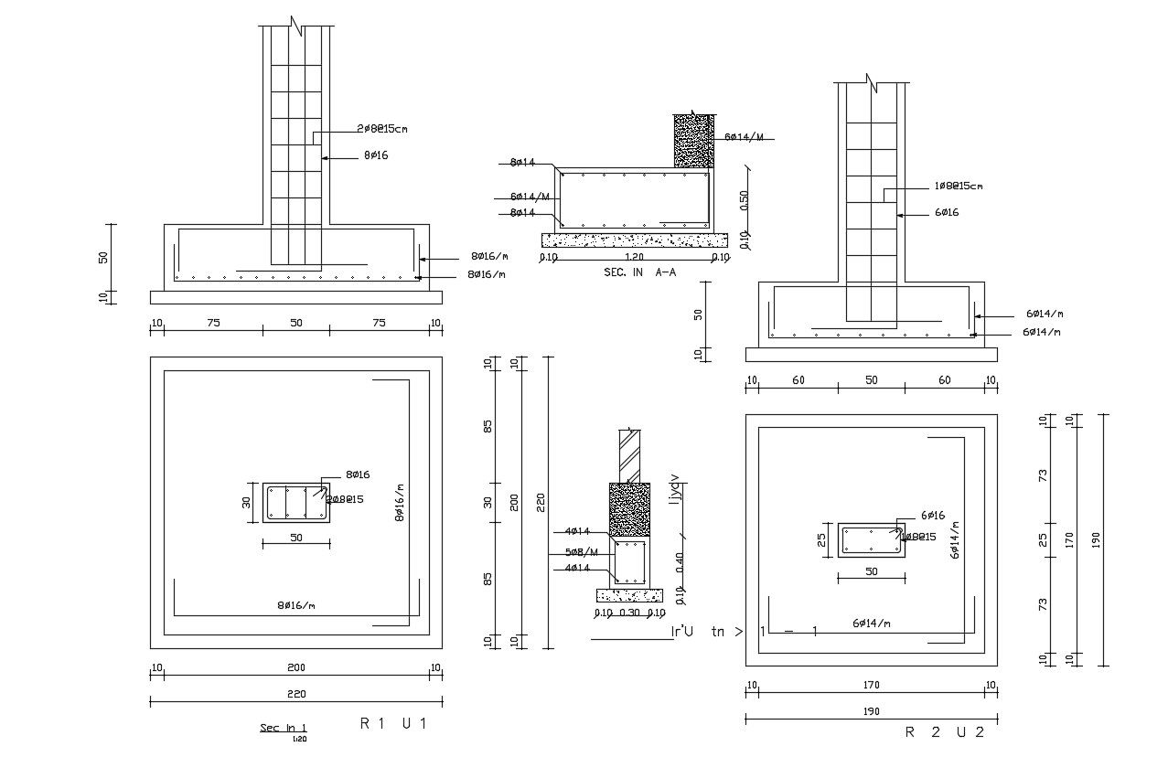 Structure Column Foundation Design AutoCAD File Free Download