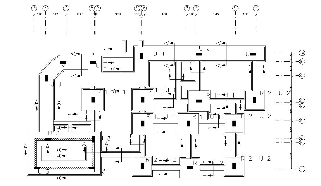 Structure Column Foundation Design With Dimension CAD Drawing