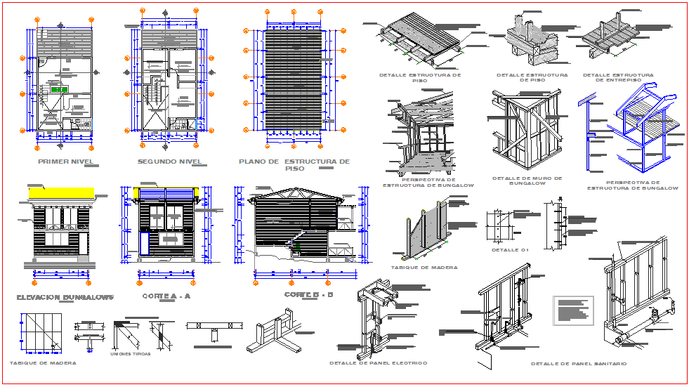 Structure Detail with design of bungalow