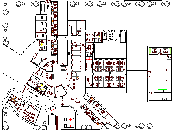 Structure Details of Disease Care Facility Hospital dwg file